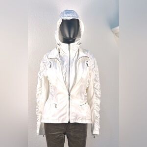 Women's White Hooded Rain Jacket